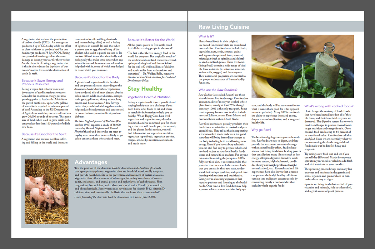 two pages of vegan newsletter